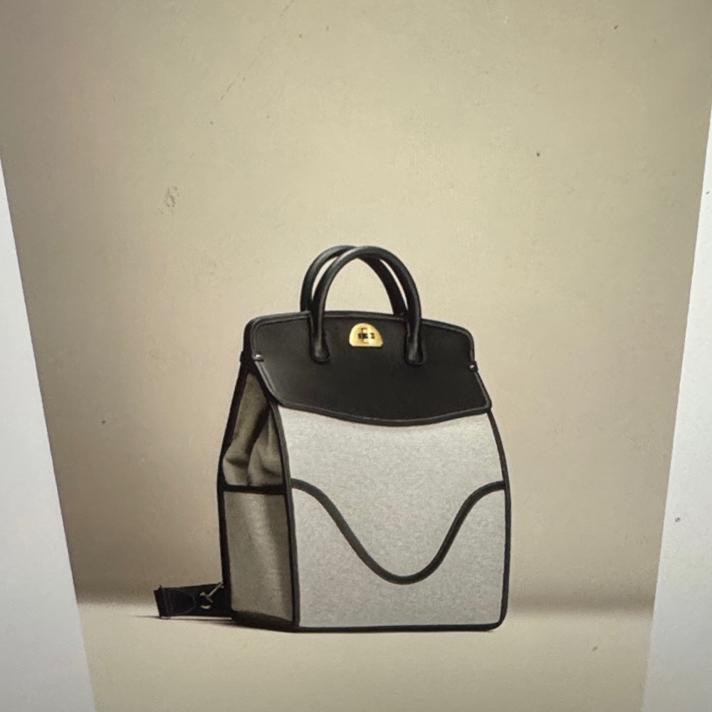 Two-Tone Black and Gray Structured Backpack Tote